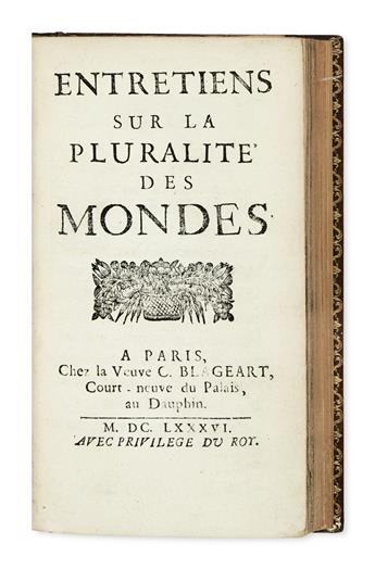 SCIENCE  [FONTENELLE, BERNARD LE BOVIER DE.] Entretiens sur la Pluralité des Mondes.  1686